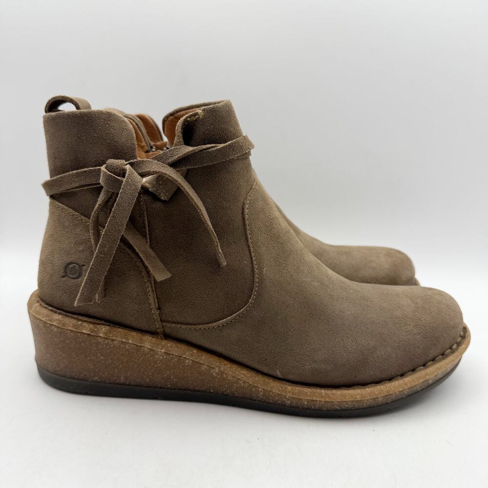 Born Taupe Suede Wedge Ankle Boots - Picture 4 of 14